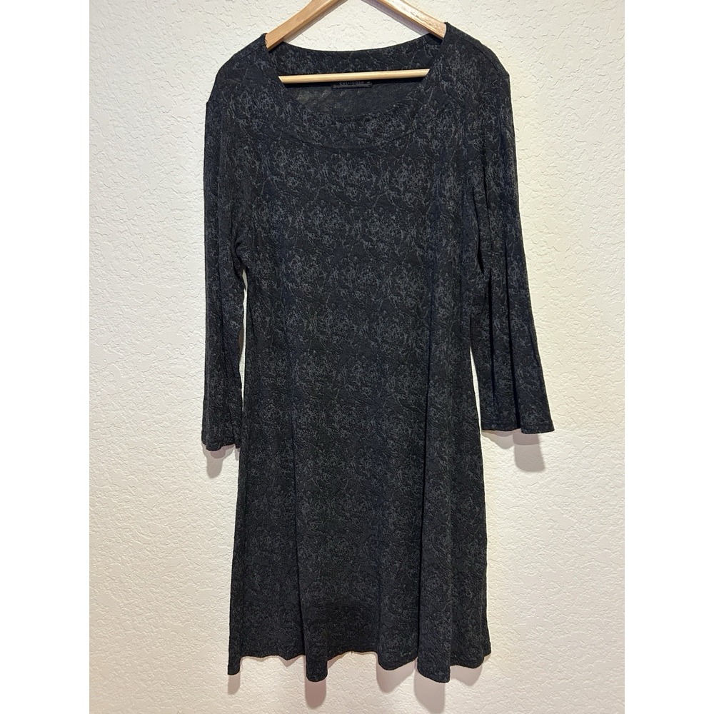 Cut loose Tunic Dress Black Gray Size L Lagenlook Boho Casual Art US Made